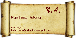 Nyulasi Adony névjegykártya